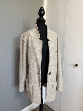 FREE PEOPLE BEACH Raw Edge Merino Wool Blazer, Heathered Grey